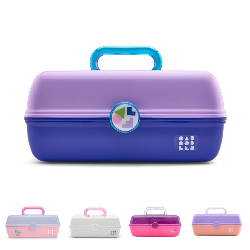 Caboodles OnTheGo Girl Makeup Box TwoTone Lilac on Cobalt Hard Plastic Makeup Organizer Box BuiltIn Mirror Secure Latch for Safe Travel Spacious Storage for Large Items